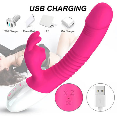 300g vibrateur à recharge USB jouet sexuel lapin rose masseur personnel chauffage poussant