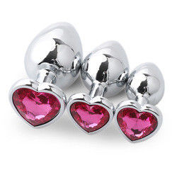 Extremo Pink Sexe en acier inoxydable Plug anal énorme Plug cul cœur jouets Cola ensemble