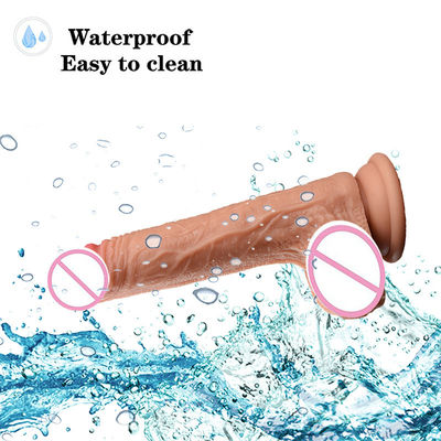 Brown Flesh Male Realiste Dildo Liquid Soft Silicone Jouets sexuels en caoutchouc pour femmes avec une forte tasse d'aspiration