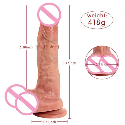 418g de viande brune en silicone Dildo doux ROHS Pénis réaliste homme et femme Dildo