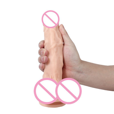 Pvc marron mâle réaliste grosse silicone grosse cuillère à aspiration forte mains libres