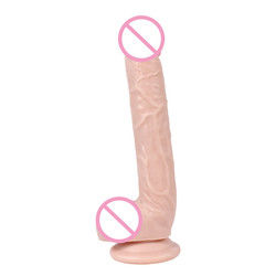 Il est brun, 215 mm, en silicone liquide, en PVC, gros, réaliste.