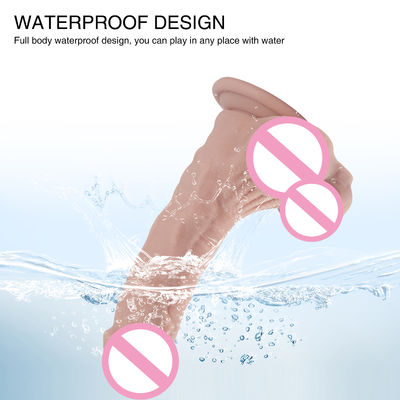 XS-WBB10017 Pénis masculin Realiste Dildo Liquide Souple Silicone caoutchouc Jouets sexuels pour femmes Puissante tasse à aspirer mains-F