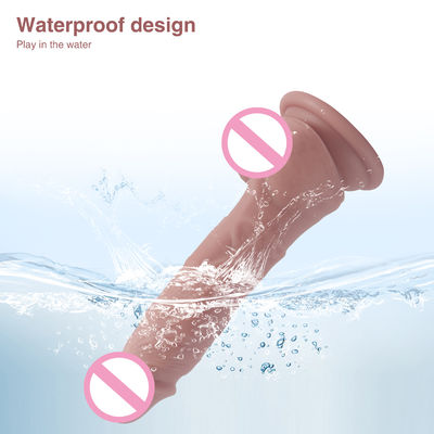 XS-WBB10018 Pénis masculin Realiste Dildo Liquide Souple Silicone caoutchouc Jouets sexuels pour femmes Puissante tasse à aspirer mains-F