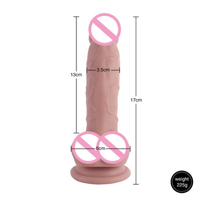 XS-WBB10018 Pénis masculin Realiste Dildo Liquide Souple Silicone caoutchouc Jouets sexuels pour femmes Puissante tasse à aspirer mains-F