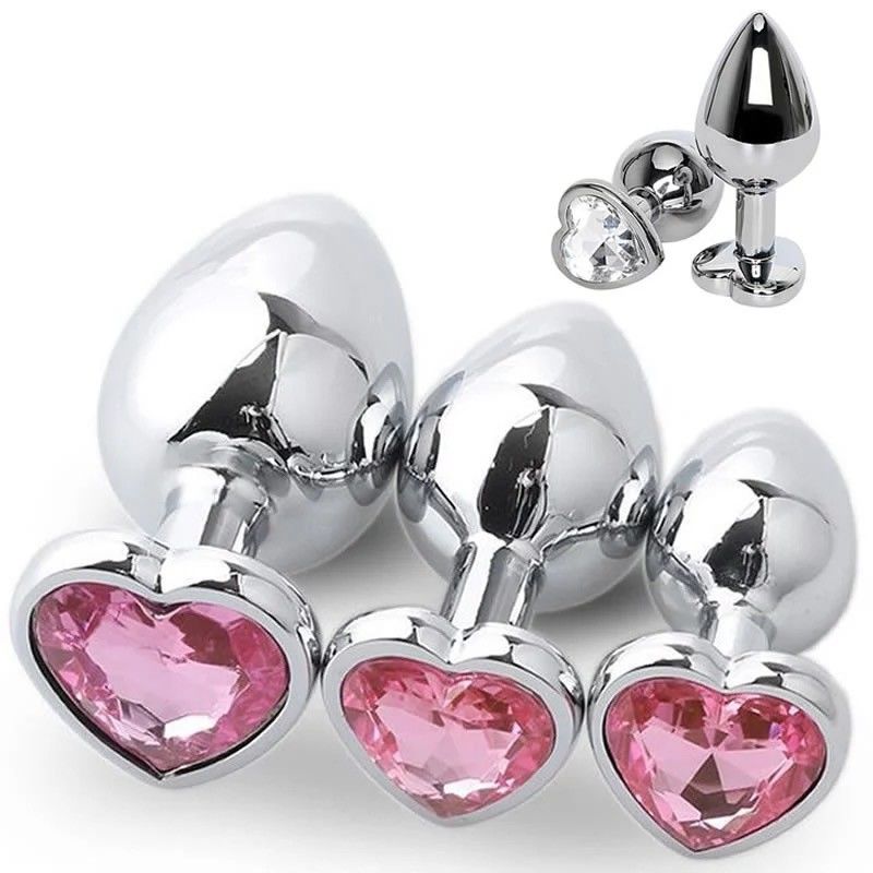 Extremo Pink Sexe en acier inoxydable Plug anal énorme Plug cul cœur jouets Cola ensemble