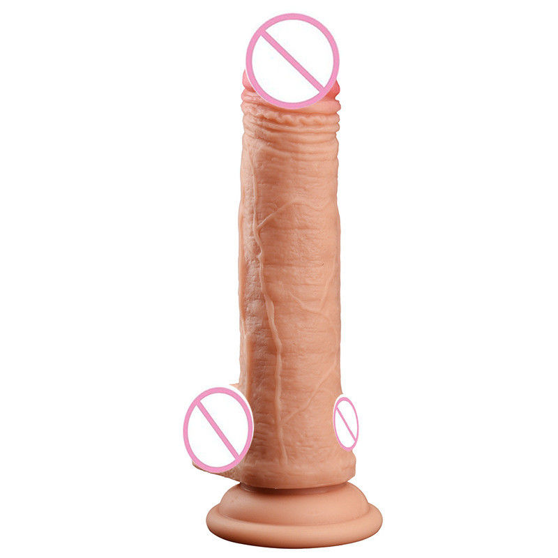 Brown Flesh Male Realiste Dildo Liquid Soft Silicone Jouets sexuels en caoutchouc pour femmes avec une forte tasse d'aspiration